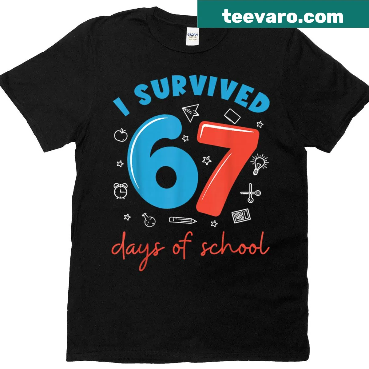 Funny teacher t-shirt with a meme about 6 and 7. — on a men's t-shirt