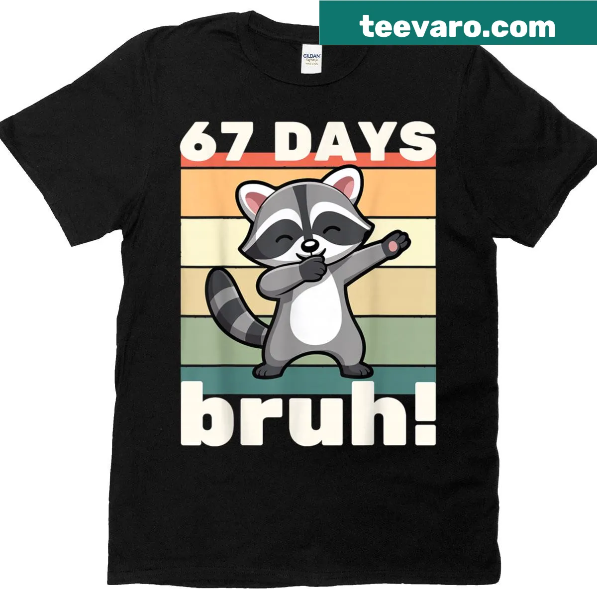 Funny meme t-shirt with a dabbing raccoon and school theme — on a men's t-shirt