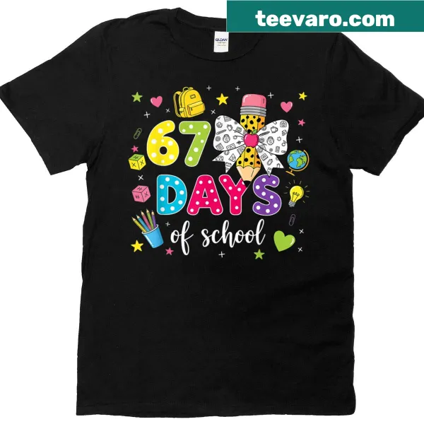Cute girls' t-shirt with a bow and pencil design