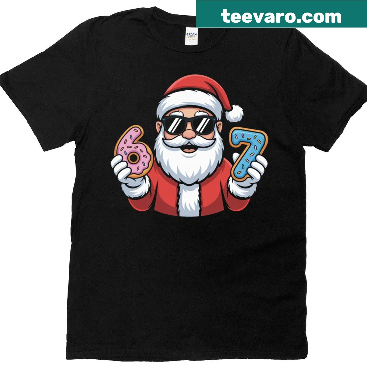 Matching Christmas T-shirt for couples featuring a playful Santa design. — on a men's t-shirt