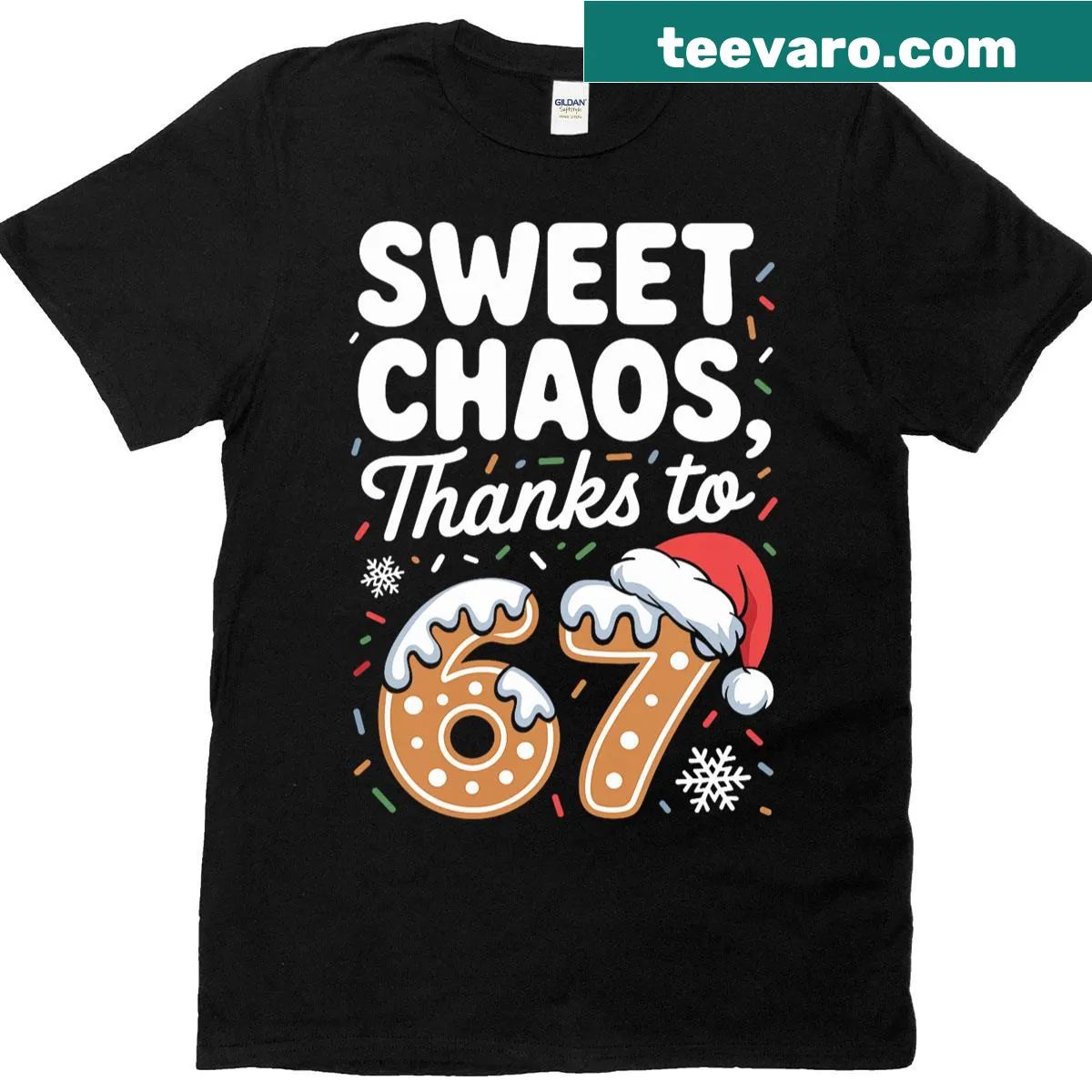 Couple matching Christmas pajamas with humorous meme text design — on a men's t-shirt