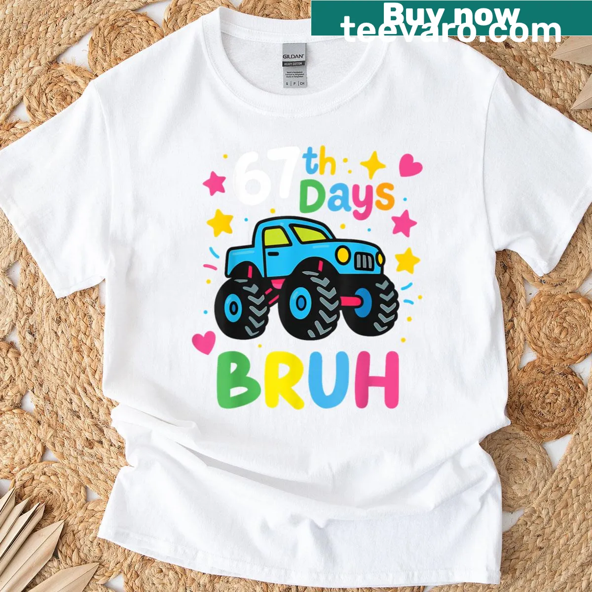 Funny meme T-shirt for kids featuring a monster truck — on a men's t-shirt