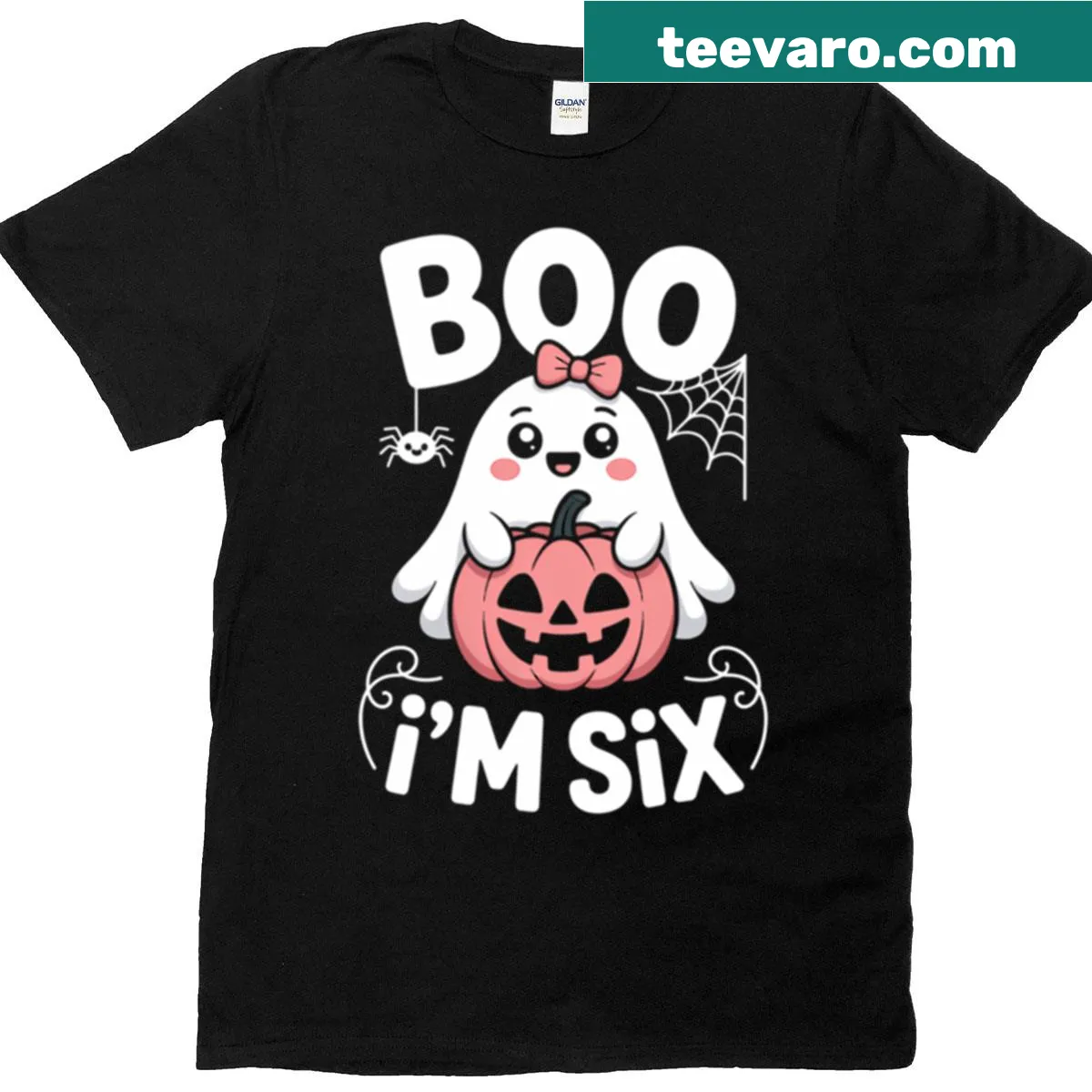 Cute ghost T-shirt for kids 6th birthday Halloween — on a men's t-shirt