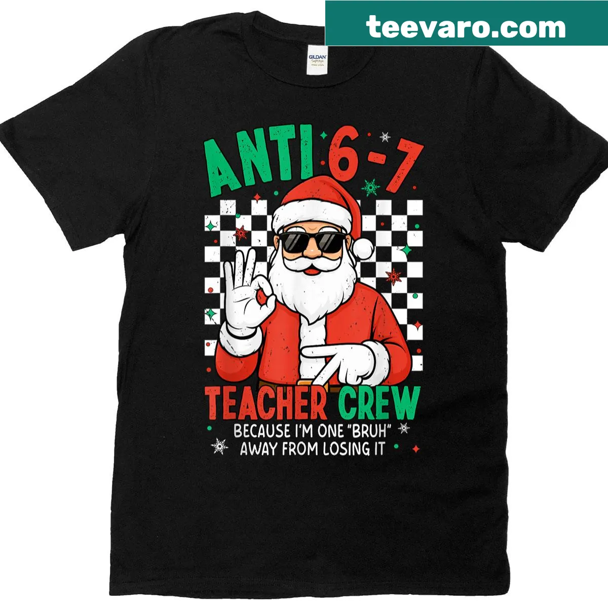 Funny T-shirt for teachers addressing the holiday season challenges. — on a men's t-shirt
