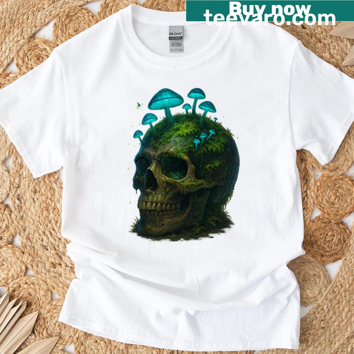 Delft-style skull design on a T-shirt with intricate patterns — on a men's t-shirt