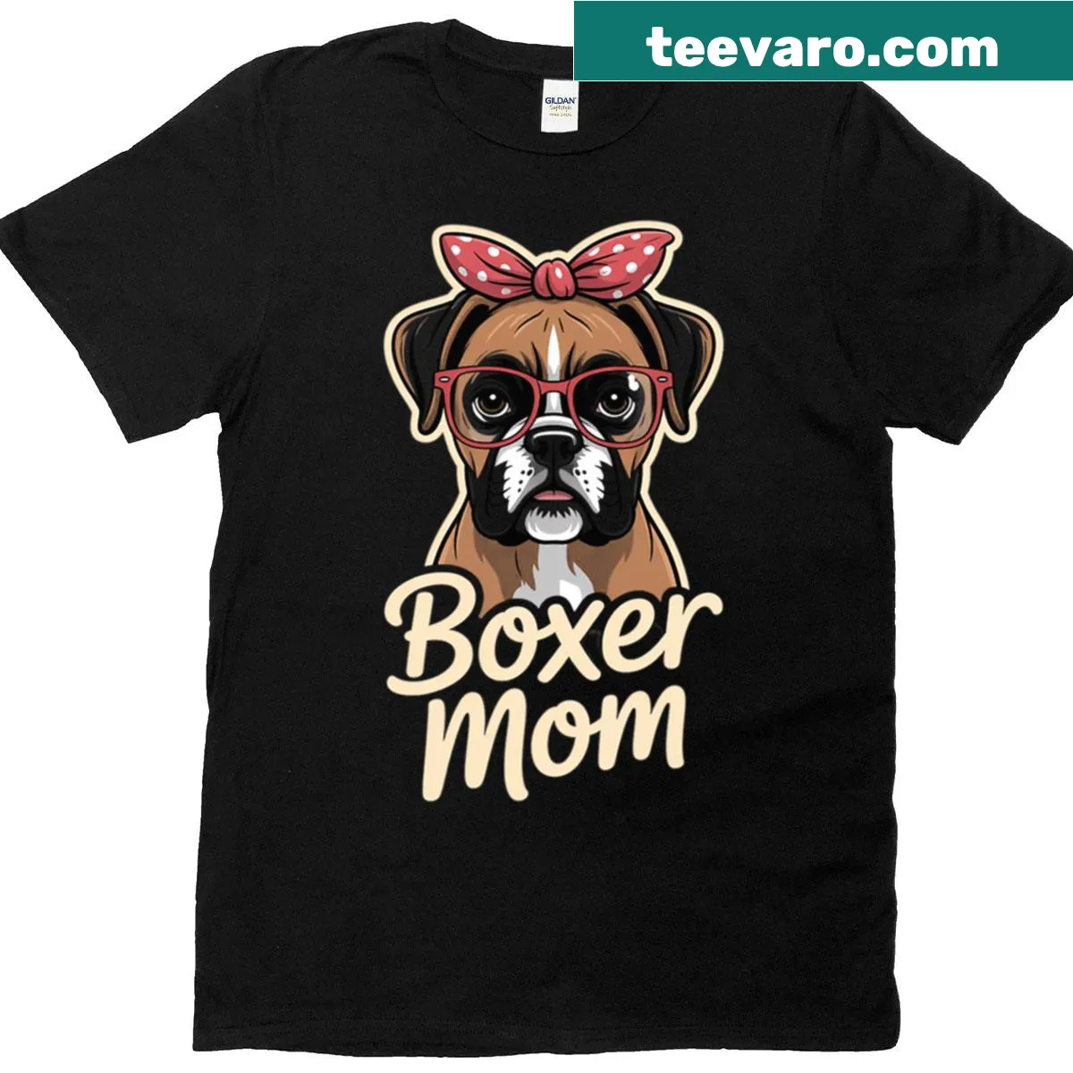 Cute Boxer mom graphic with dog illustration — on a men's t-shirt