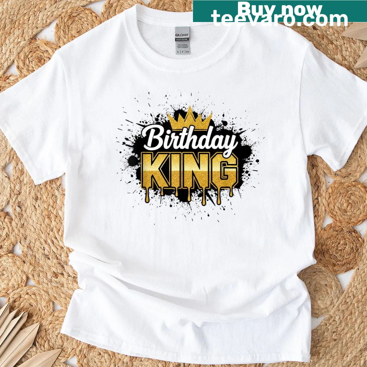Boys Birthday T-shirt with king theme design — on a men's t-shirt