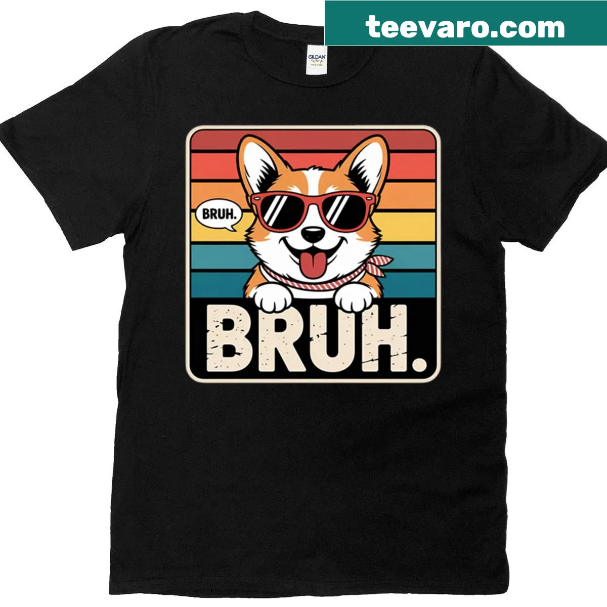 Funny corgi T-shirt with sunglasses wearing dog cartoon — on a men's t-shirt