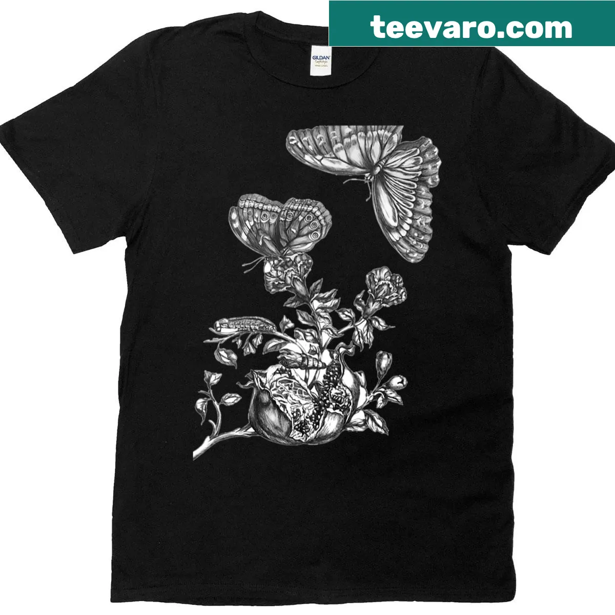 Detailed illustration of a butterfly; elegant and nature-inspired design. — on a men's t-shirt