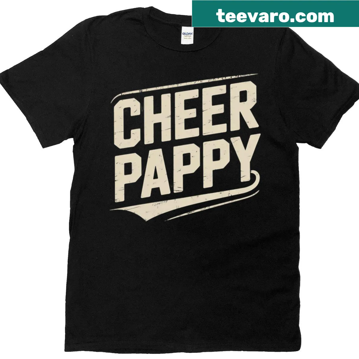 Cheerleading-themed graphic honoring grandfathers; playful and heartfelt. — on a men's t-shirt