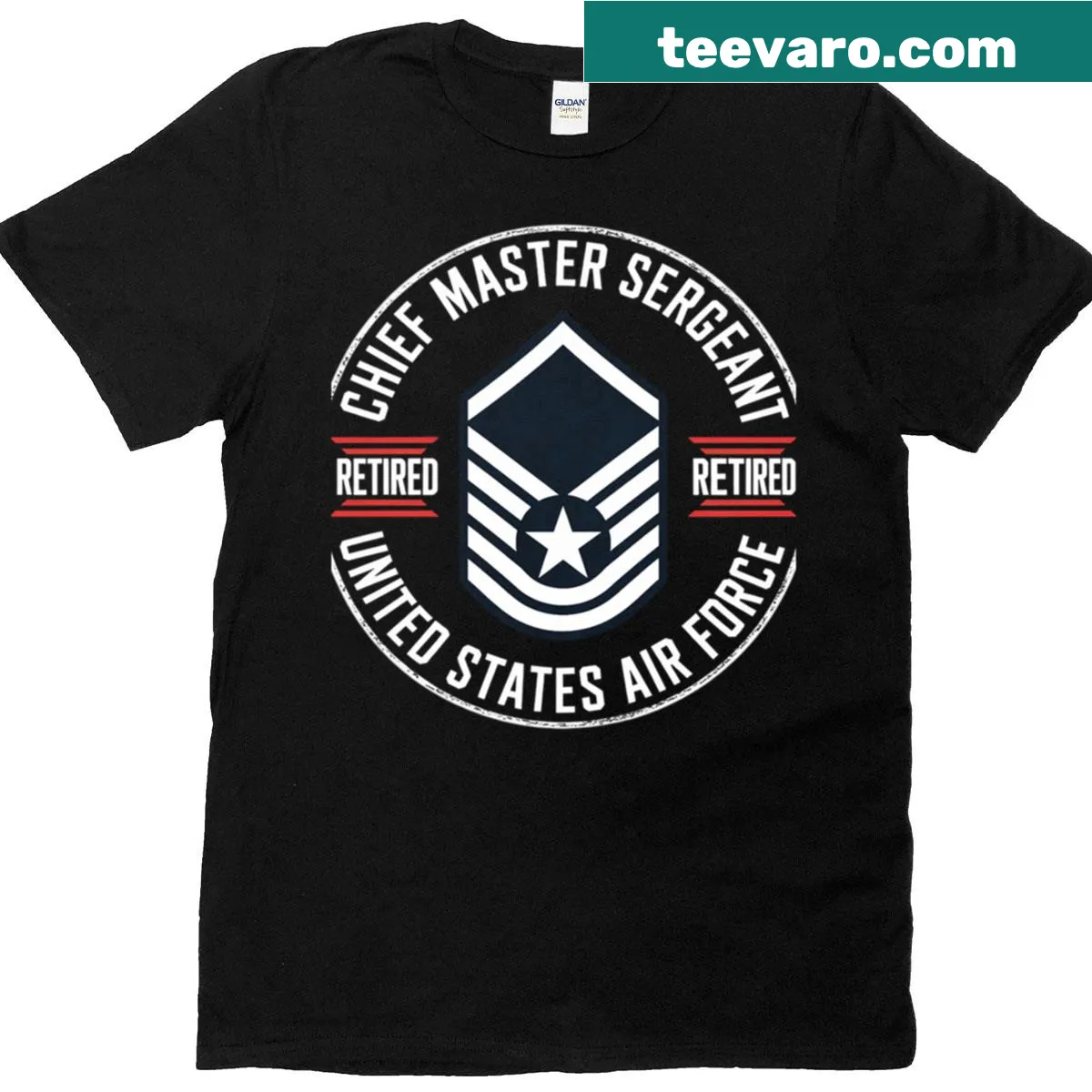 Retired Air Force Chief Master Sergeant T-shirt with bold typography — on a men's t-shirt