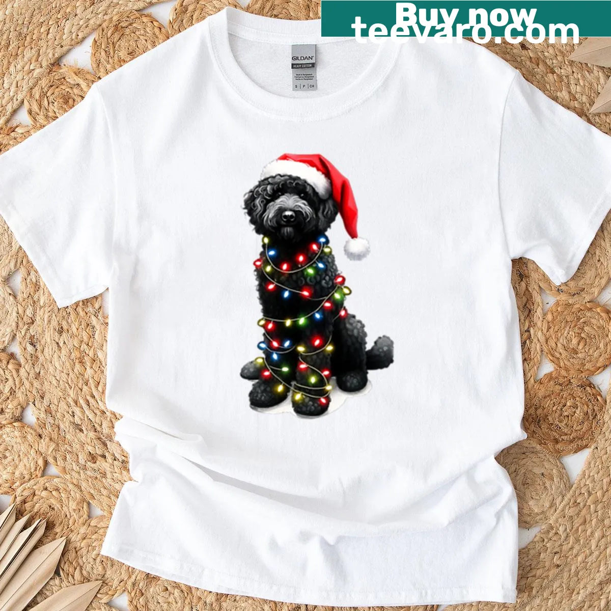 Reindeer illustration designed for dog lovers during Christmas — on a men's t-shirt