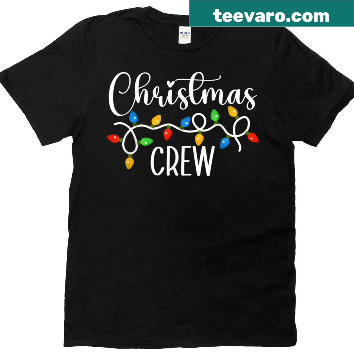 Family matching Christmas t-shirt with festive lights — on a men's t-shirt