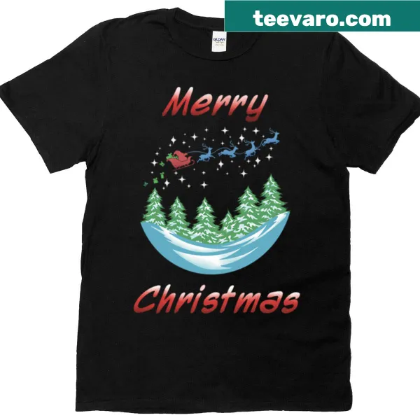 Playful Christmas Delivery T-shirt with festive packages illustration