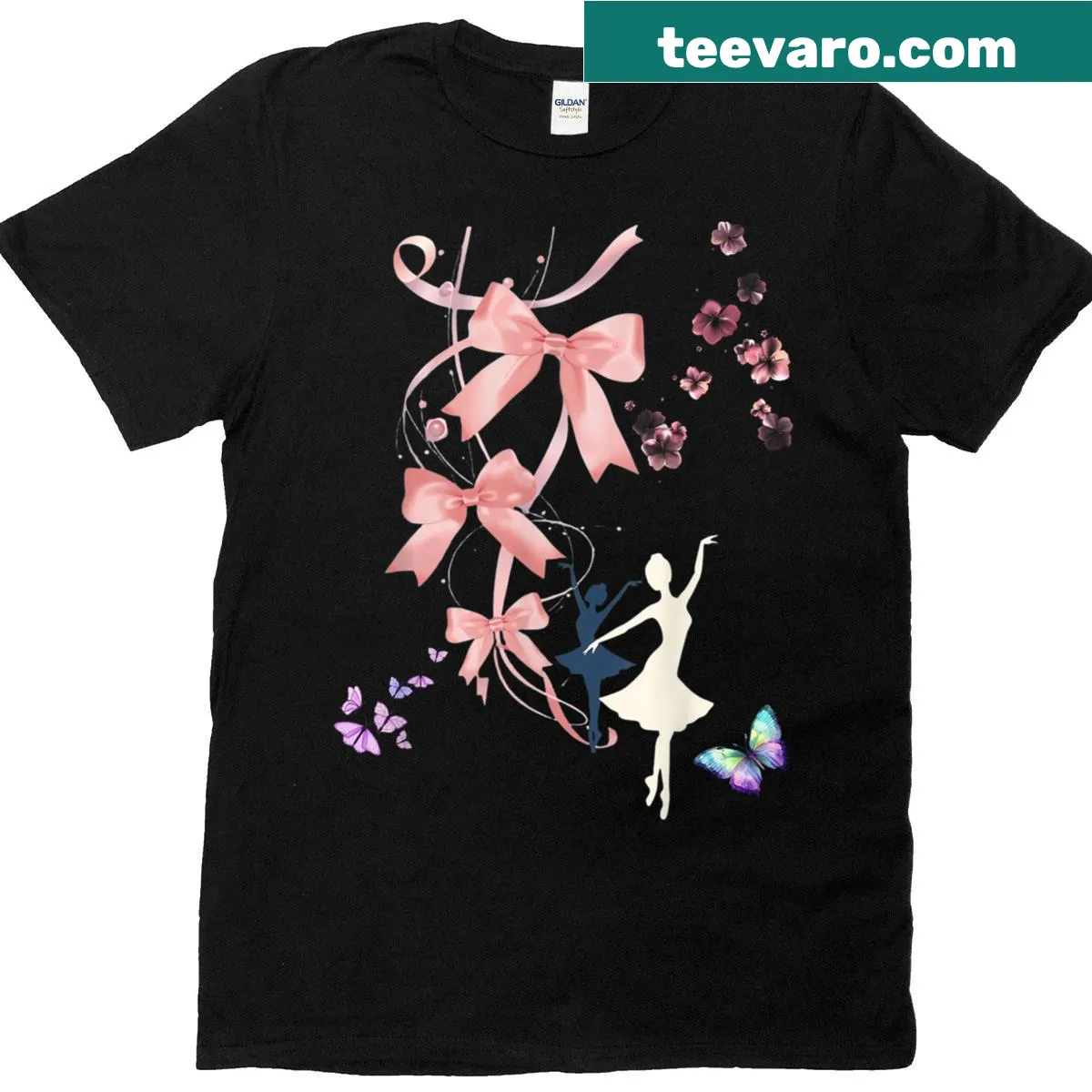 Cute gymnast t-shirt with illustrations of girls in bows — on a men's t-shirt