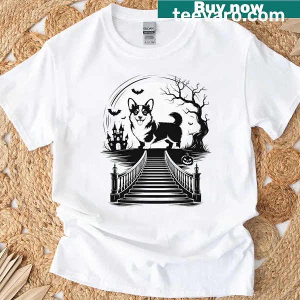 Corgi and moon Halloween graphic
