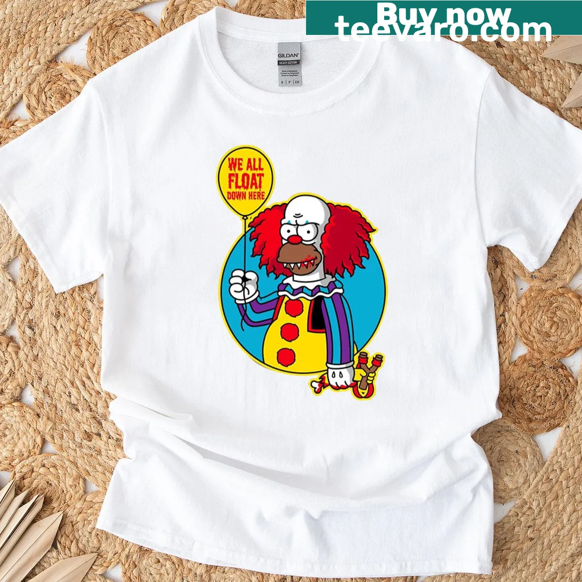 Creepy circus clown illustration on a horror-themed t-shirt — on a men's t-shirt