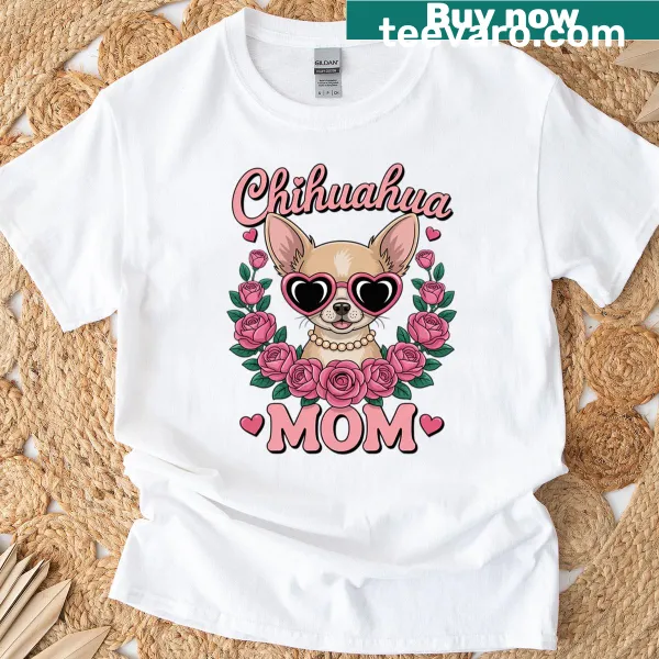 Cute Chihuahua shirt with sunglasses and floral design for dog lovers