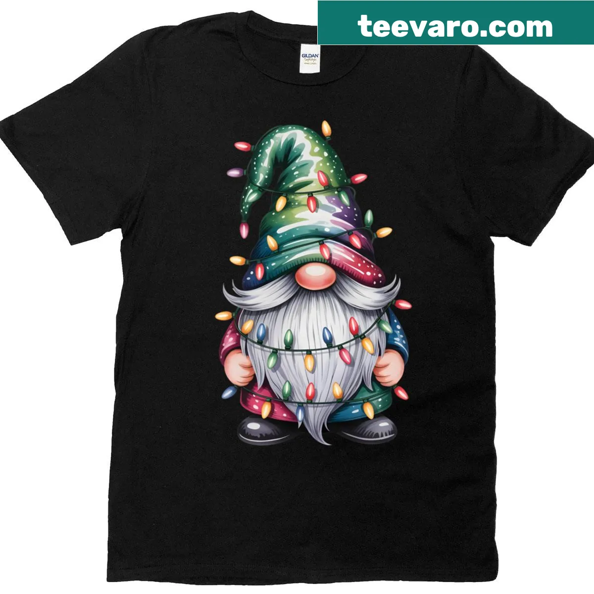 Playful gnome family graphic for Christmas on a T-shirt — on a men's t-shirt