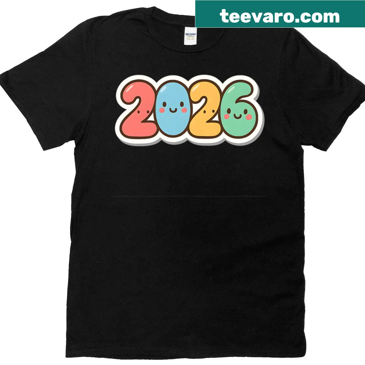 Kawaii graphic design celebrating New Year 2026 on a T-shirt — on a men's t-shirt
