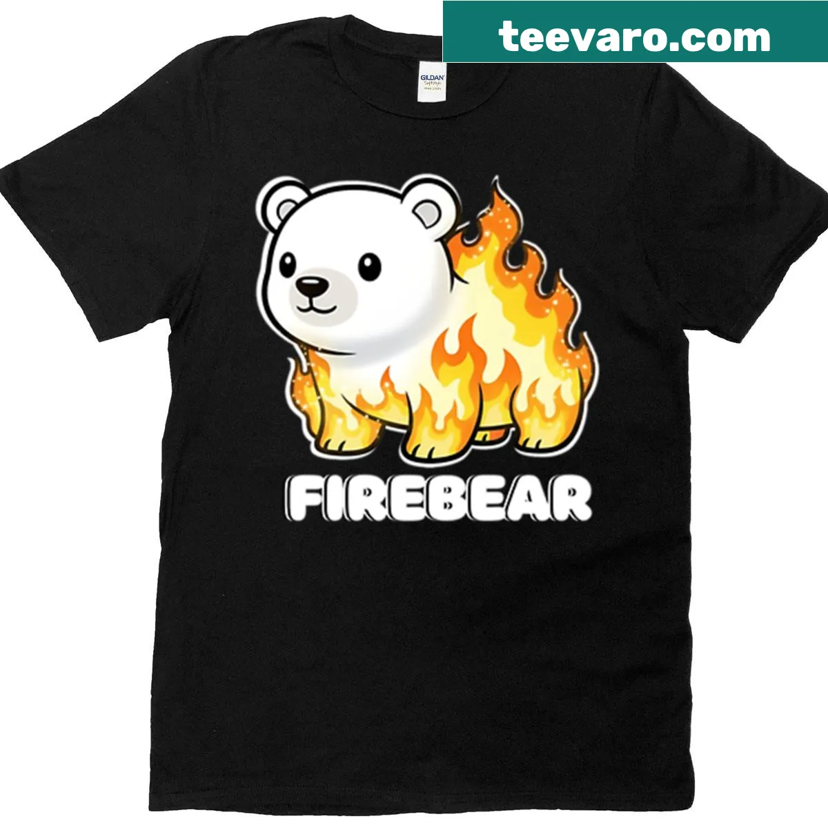 Adorable polar bear in flame design on a casual t-shirt. — on a men's t-shirt