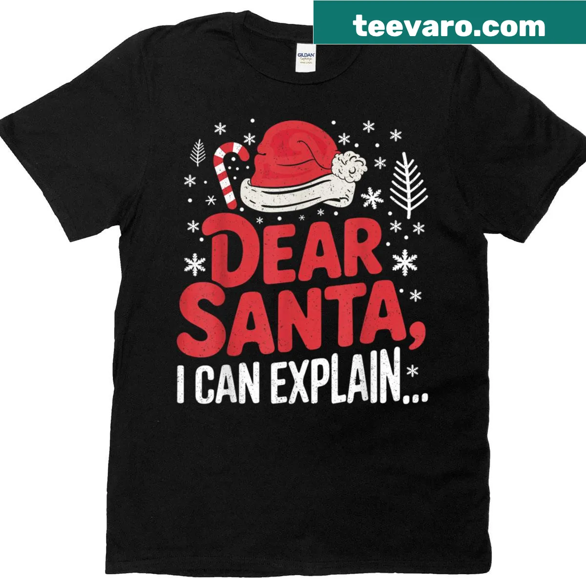 Funny Christmas T-shirt with the phrase 'Dear Santa I Can Explain' — on a men's t-shirt