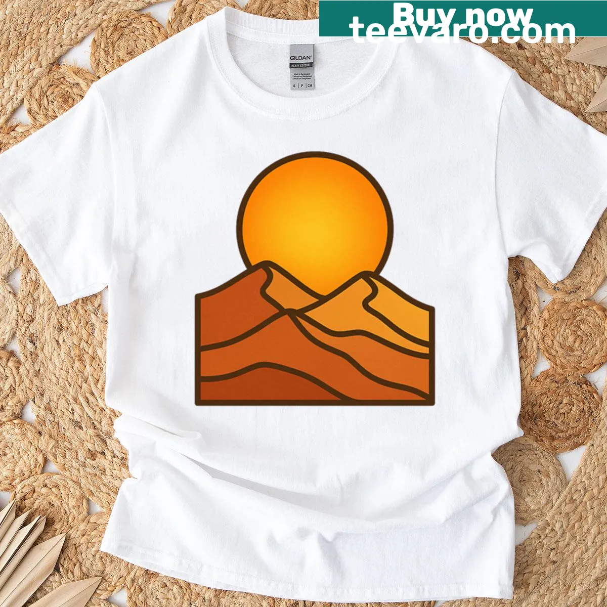 Desert-themed wanderer's spirit illustration on a streetwear tee — on a men's t-shirt