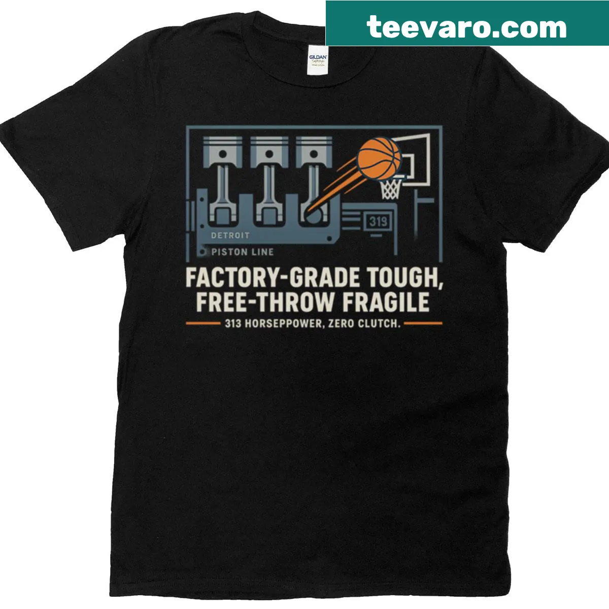 Illustrative basketball t-shirt celebrating Detroit's basketball culture — on a men's t-shirt