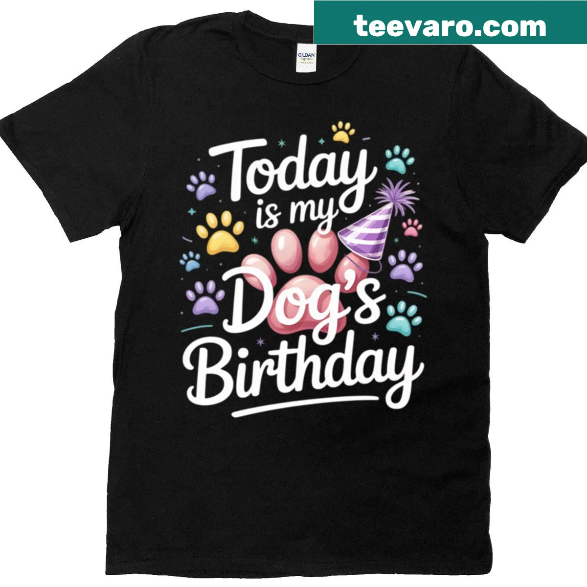 Cute dog birthday t-shirt with festive text for puppy parties — on a men's t-shirt