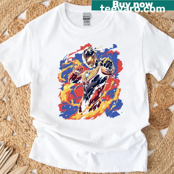 Dynamic Ultraman T-shirt with splatter art design