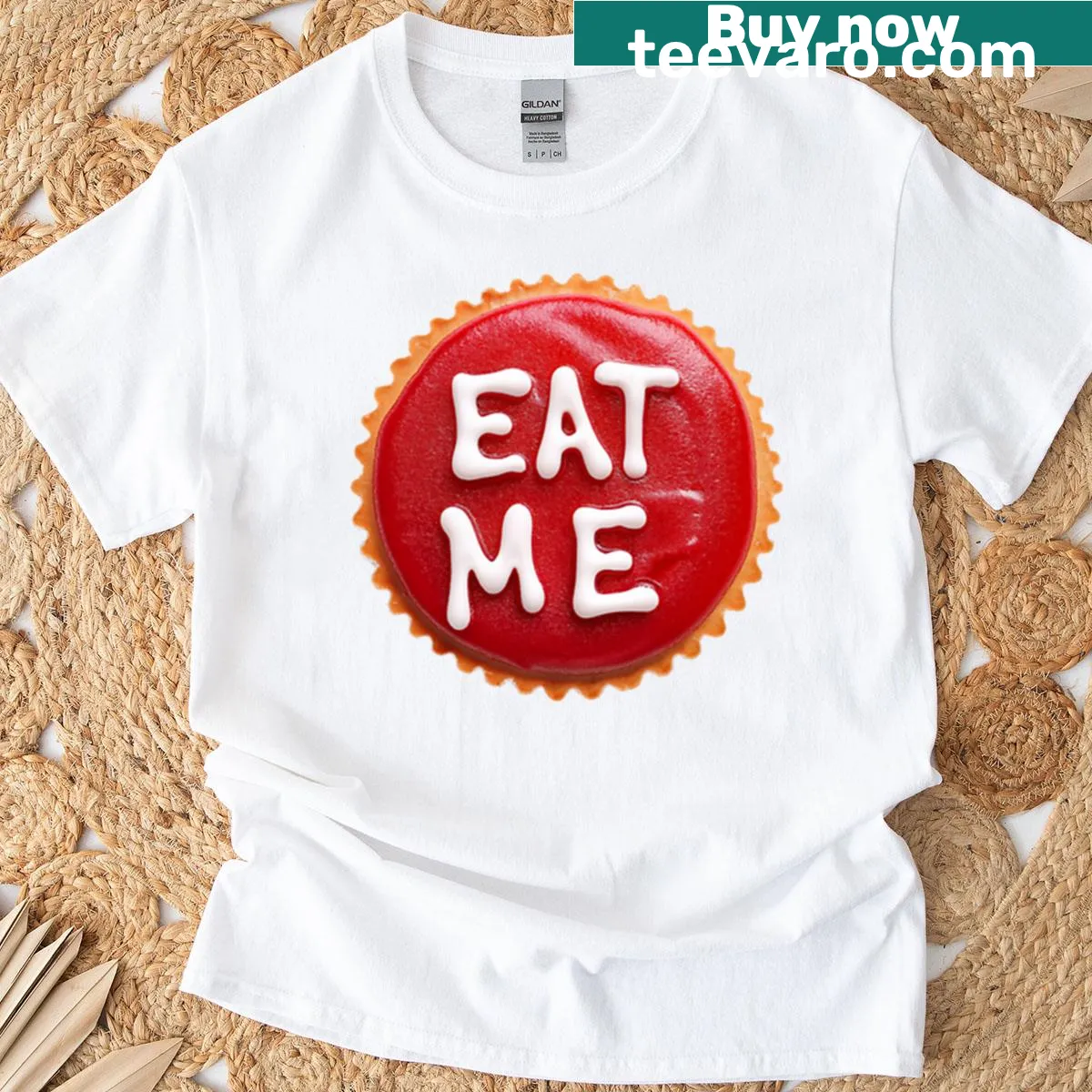 Cartoon cupcake with 'Eat Me' phrase — on a men's t-shirt