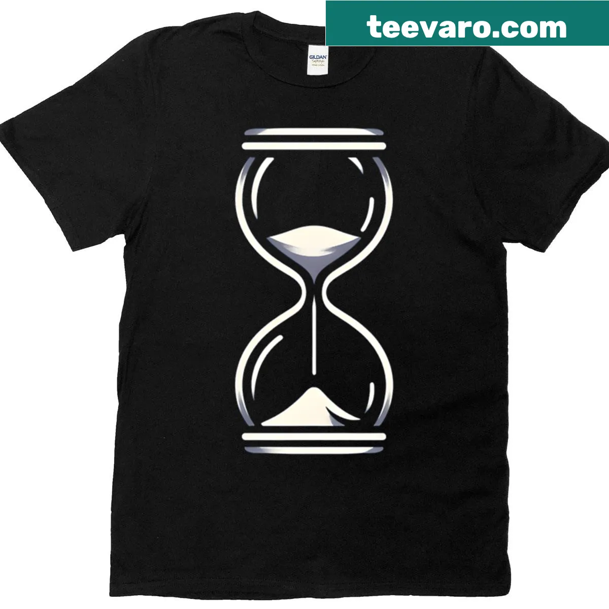 Minimalist hourglass silhouette t-shirt in black and white — on a men's t-shirt