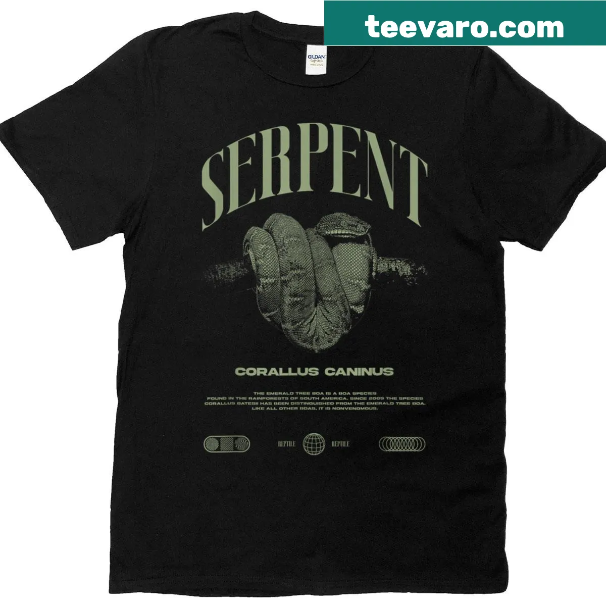 Emerald tree boa design on a t-shirt for reptile lovers — on a men's t-shirt