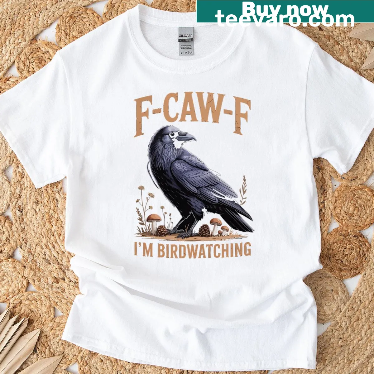 Funny birdwatching T-shirt with playful text about crows and ravens. — on a men's t-shirt