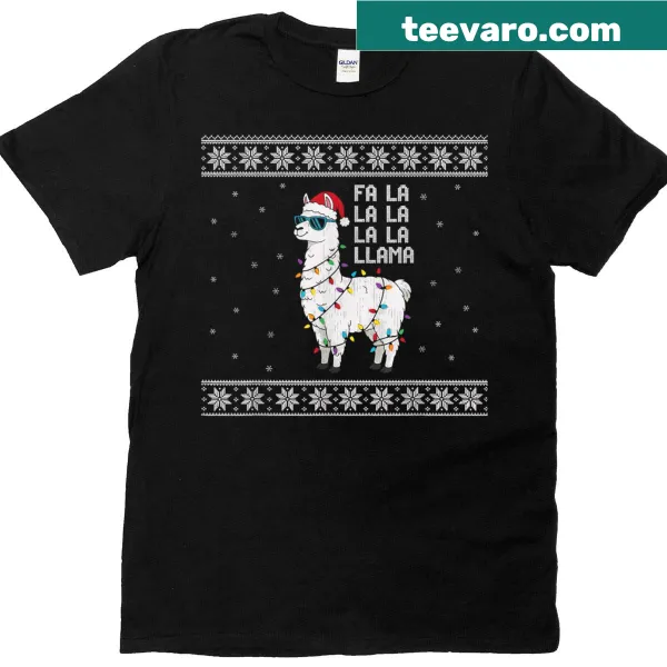 Fun llama Christmas themed t-shirt with playful text