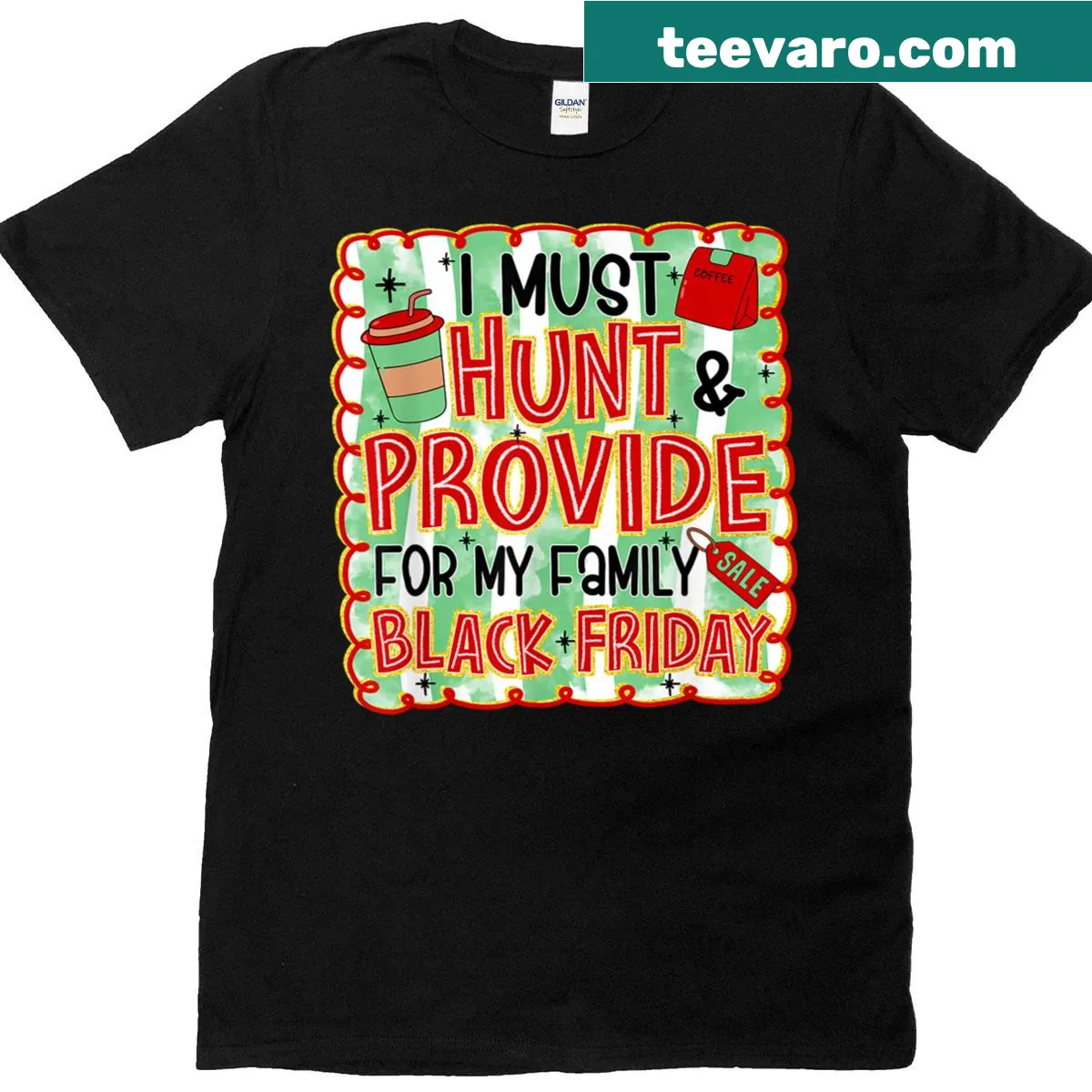 Cute vintage Christmas shopping squad t-shirt — on a men's t-shirt