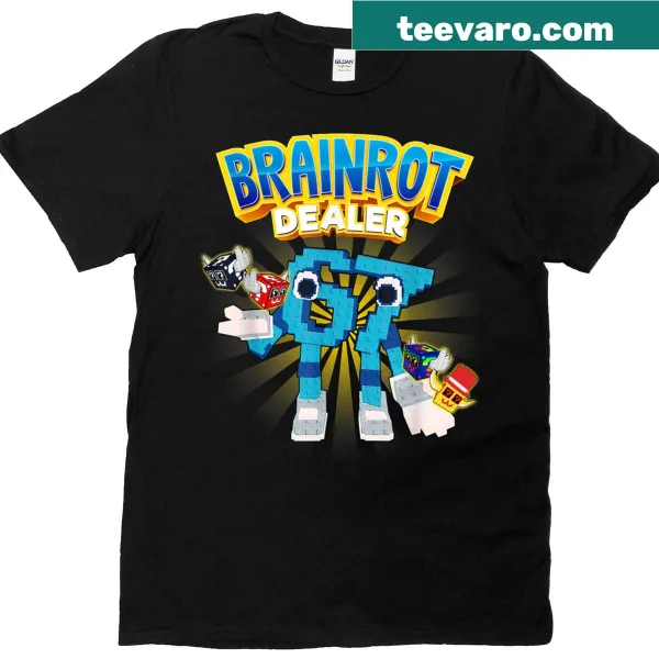 Funny Brainrot Dealer typography tee for kids and teens