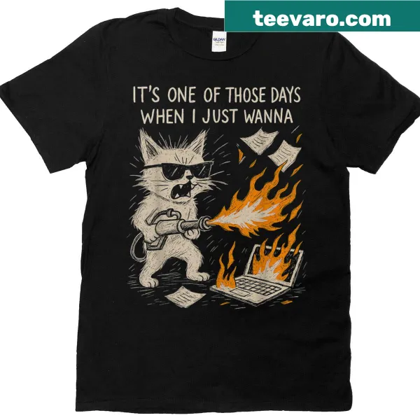Sarcastic cat-themed graphic tee for office wear