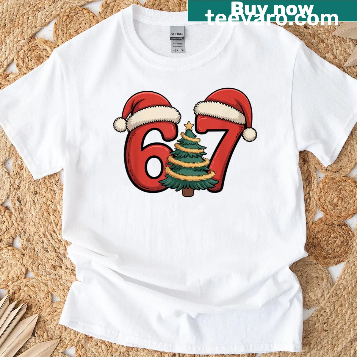Funny Christmas meme t-shirt featuring a playful graphic with numbers — on a men's t-shirt