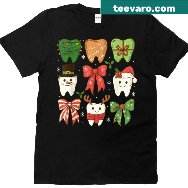 Teeth with a bow for dental hygienists at Christmas