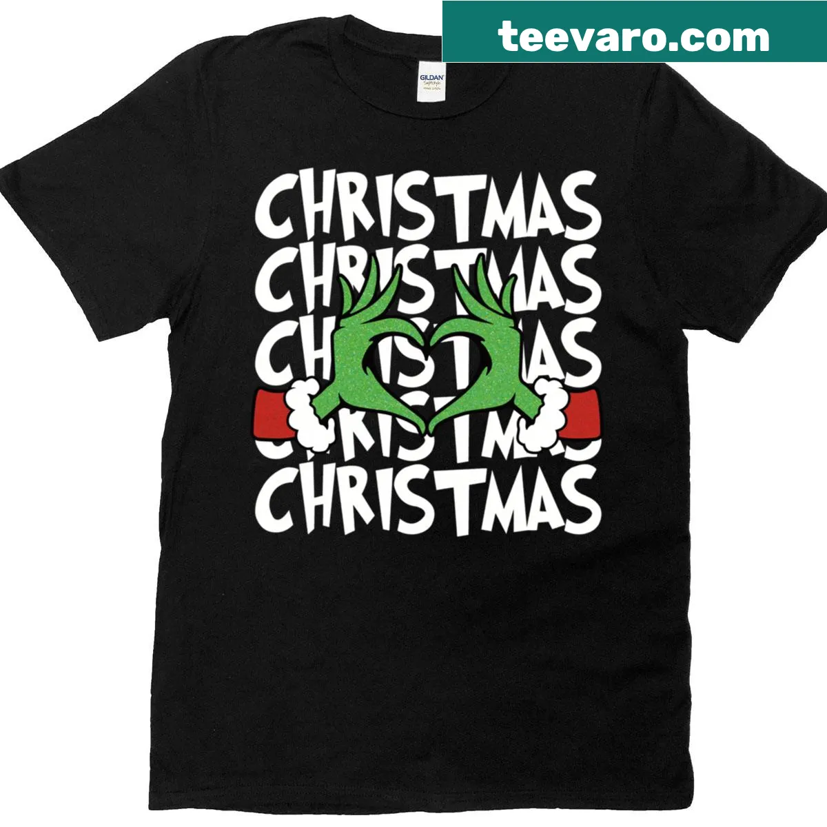 Cute Christmas elf shirt with heart hands for kids — on a men's t-shirt
