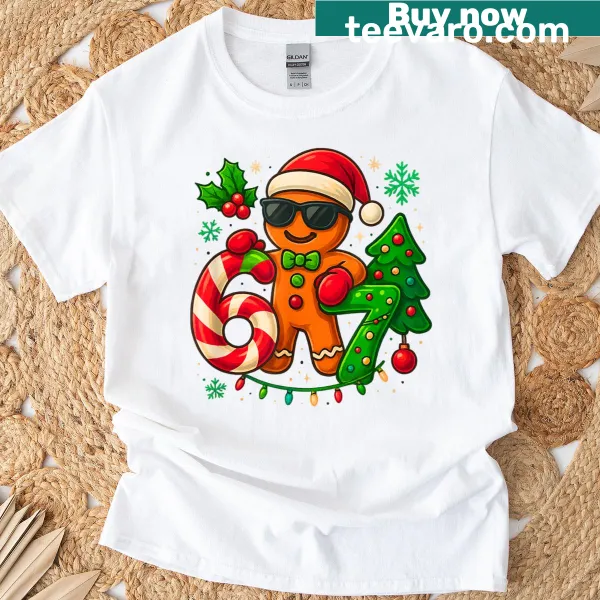 Funny Gingerbread Christmas T-shirt for boys aged 6-7