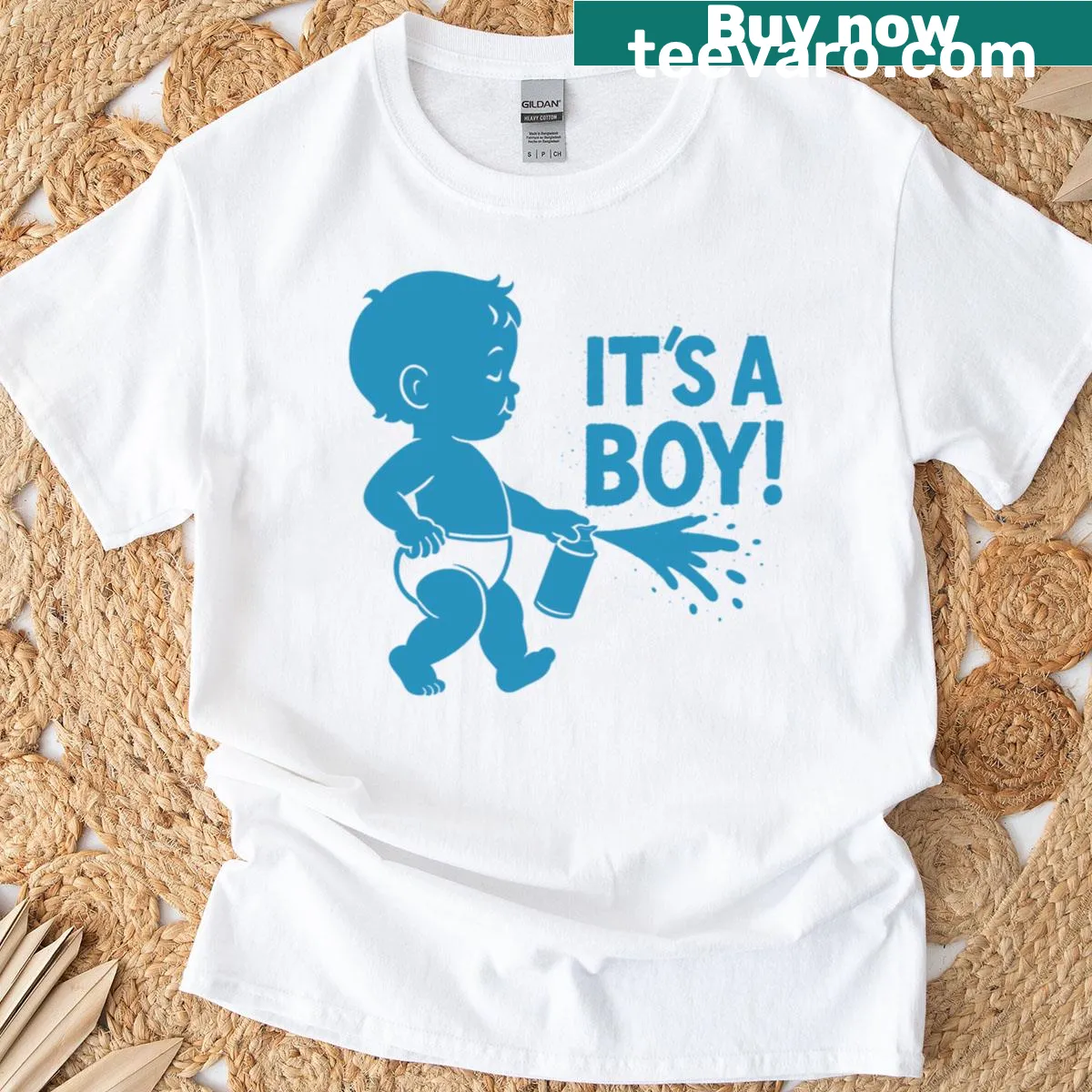 It's A Boy graphic on gender reveal T-shirt — on a men's t-shirt