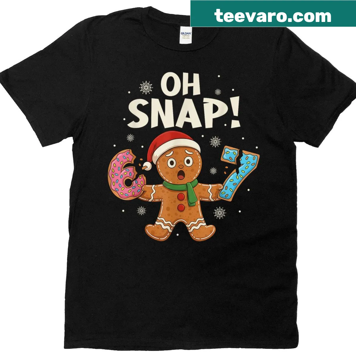Playful gingerbread graphic with festive numbers for kids — on a men's t-shirt