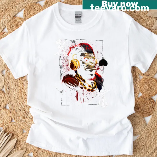 Grunge t-shirt with a gorilla and poker design