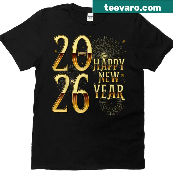 Happy New Year 2026 t-shirt with balloon design for family matching.