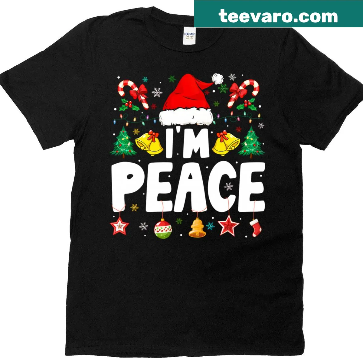 Matching couple Christmas T-shirts with humorous text — on a men's t-shirt