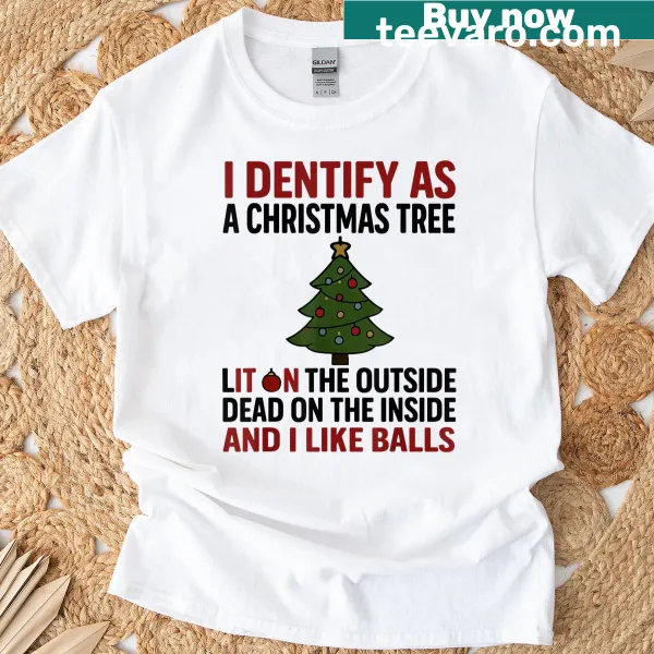 Funny Christmas tree themed t-shirt with lights graphic