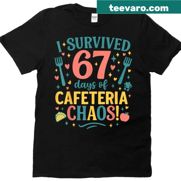 Funny lunch lady t-shirt with cafeteria chaos survival text