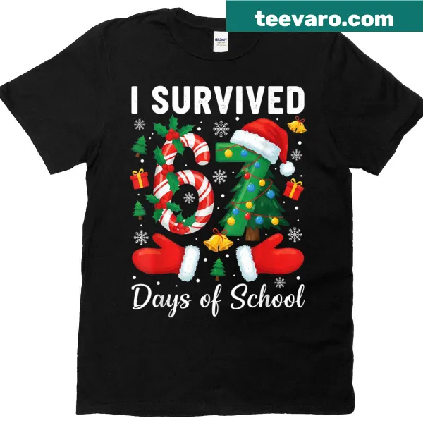 Christmas-themed t-shirt with candy cane survival text